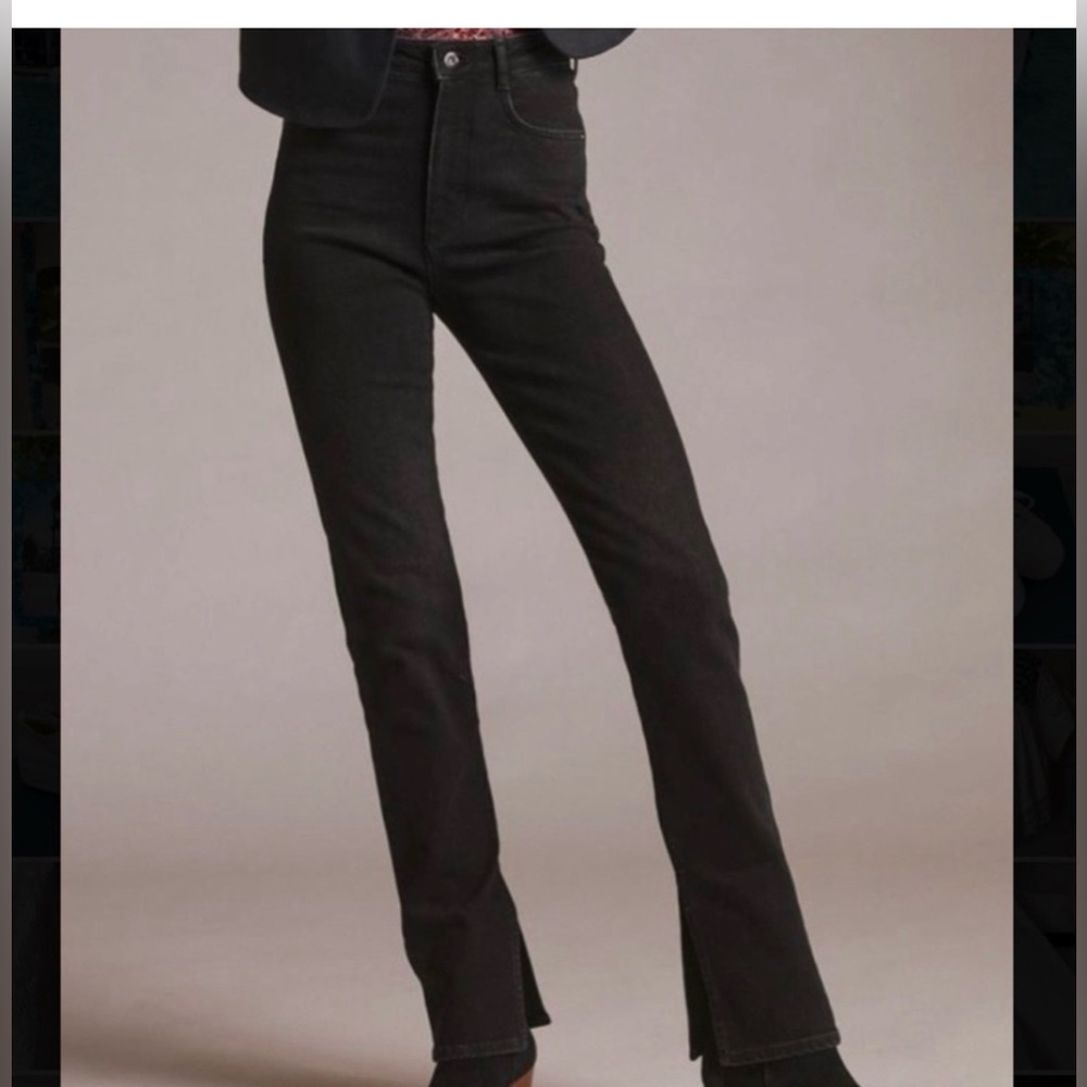 Pilcro Anthropologie The Split Black Straight Leg Jeans